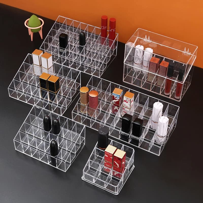 Espositore/Organizer in Acrilico 24/9 Scomparti per Rossetti e Smalti, Contenitore Porta Trucchi e Cosmetici