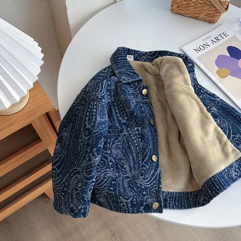 Cappotto imbottito in pile di jeans per ragazzi 2023 nuova giacca ispessente autunno e inverno per bambini giacca per vestiti invernali belli per bambini