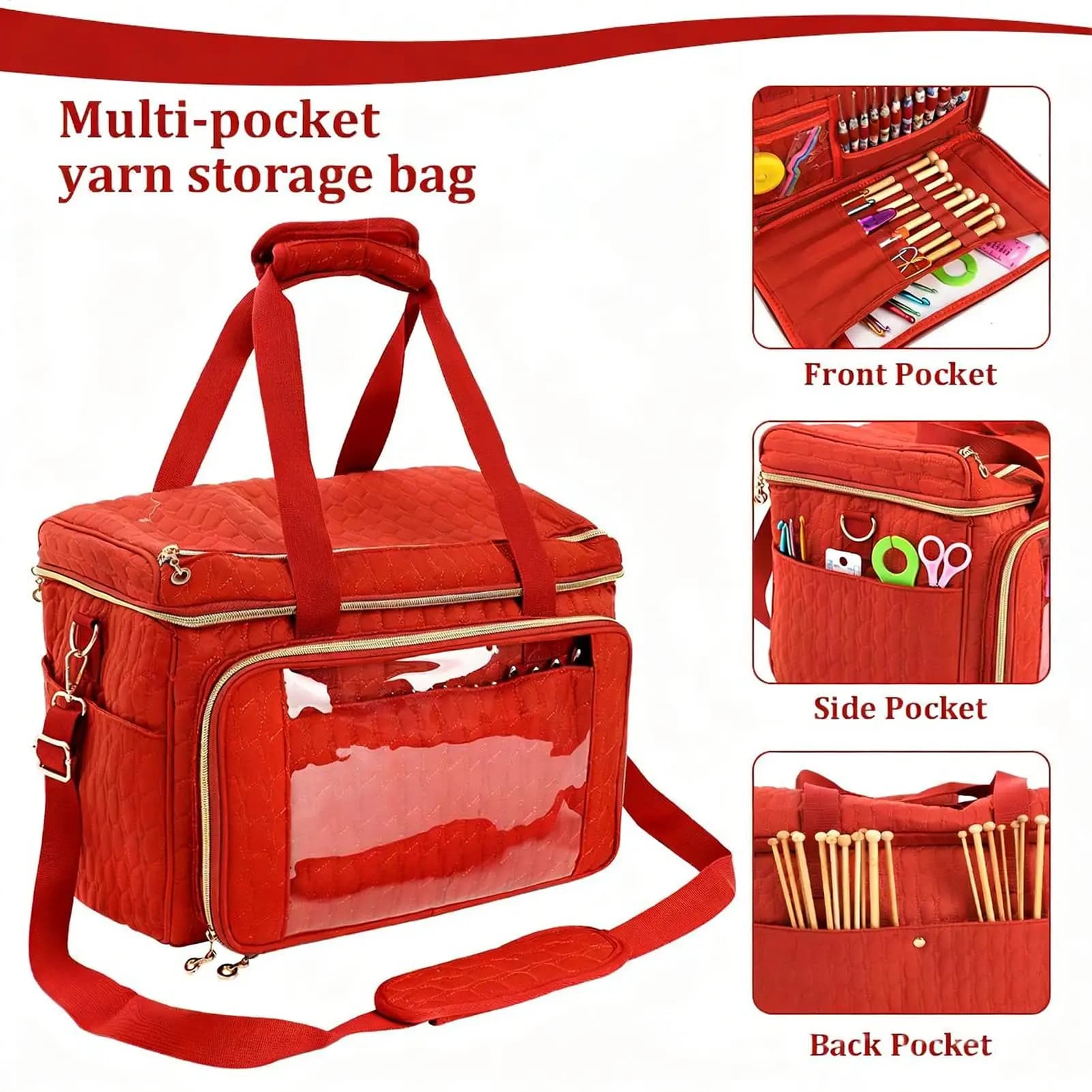 Borsa portaoggetti per filati e accessori per maglieria, uncinetti e accessori per cucito, kit fai da te per la cucito, regalo per la mamma