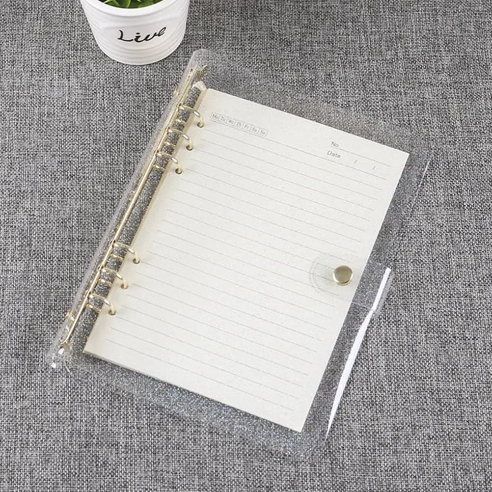 Copertina per Raccoglitore A6 in Acciaio Inossidabile e PVC, Raccoglitore ad Anelli Glitterato per Quaderni e Agende, Ricaricabile, per Ufficio, Scuola e Viaggi