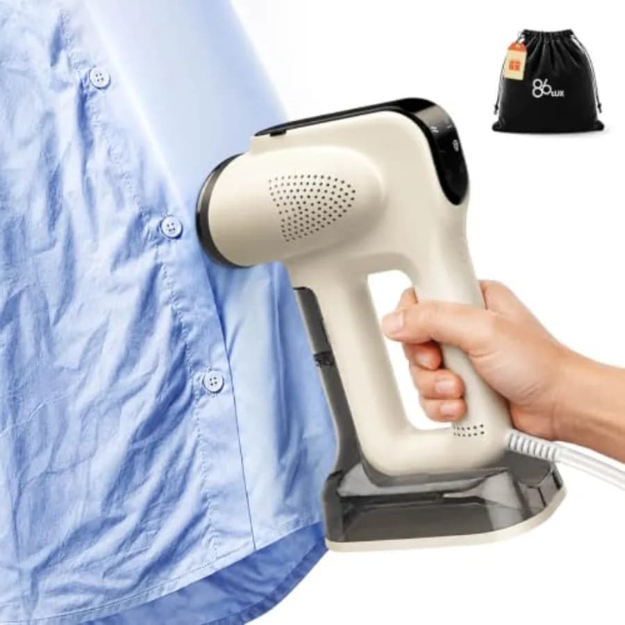 Vacuum Steamer for Clothes, Handheld Travel Garment Steamer, Beige, Lightweight and Wrinkle-removing with Dual-function Vacuum