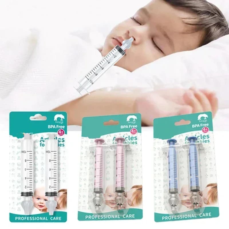 2 pieces Babi nose cleanser rhinitis nasal washer baby needle tube nasal vacuum cleaner siring baby nose washing for children