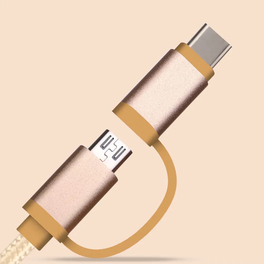2-in-1 Type-C Braided USB C Cable Durable Flexible Fast Data Transfer Compatible with Android Devices