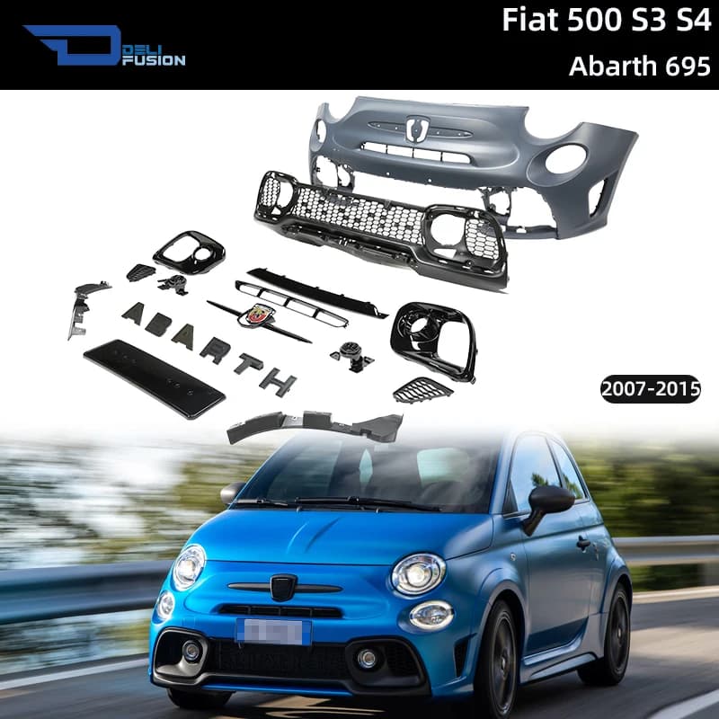 Kit Completo di Conversione per Fiat 500 S3 S4 2007-2015 in Abarth 695, Include Griglia, Diffusore e Scarico, Accessori Auto