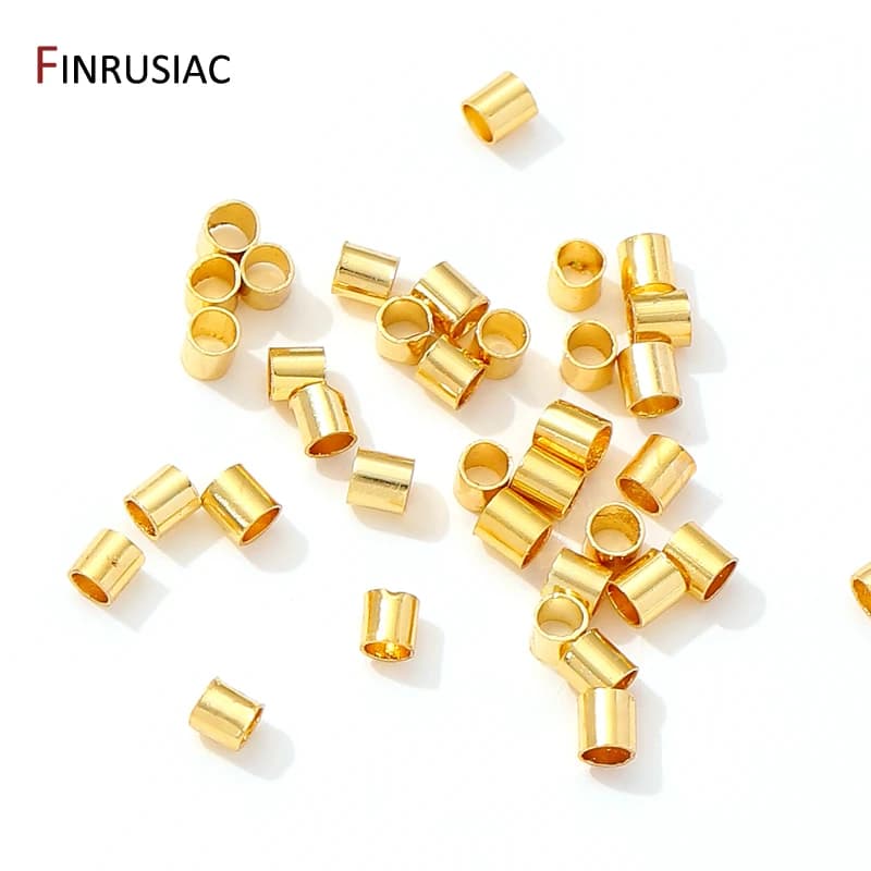 Perline terminali a crimpare con tubo in ottone placcato oro 18 carati, perline distanziatrici con tappo da 2/2,2 mm per braccialetti collana fai da te che realizzano risultati di forniture