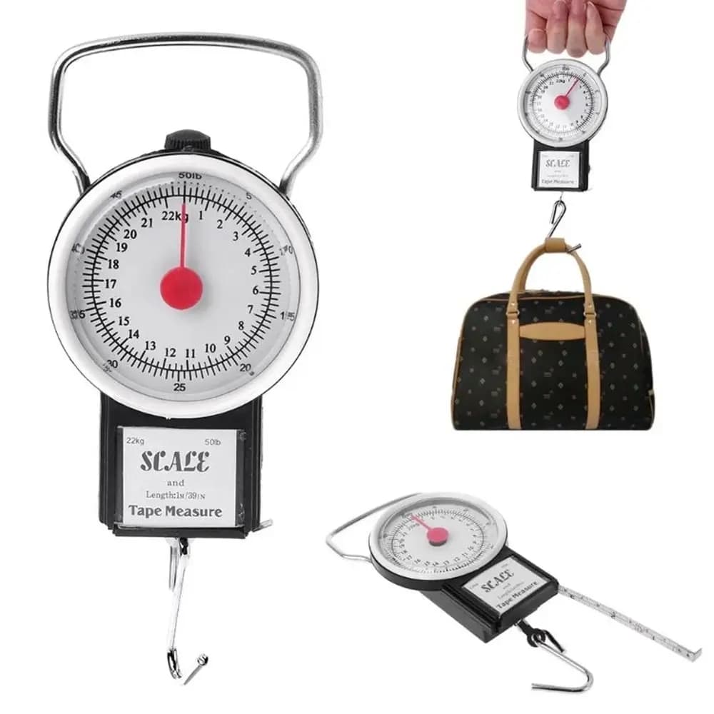 22kg portatile Mini quadrante bagaglio bilancia borsa peso Blance bagaglio valigia bilance da viaggio metro a nastro gancio portatile bilancia