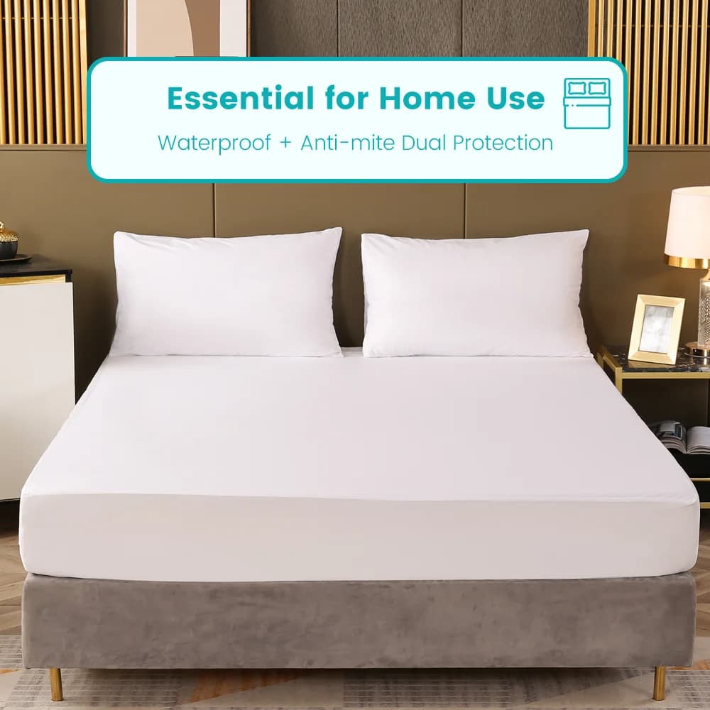 Waterproof Mattress Protector, Breathable Noiseless Mattress Topper, Bed Smooth Jersey Mattress Cover Fully Fitted Sheet