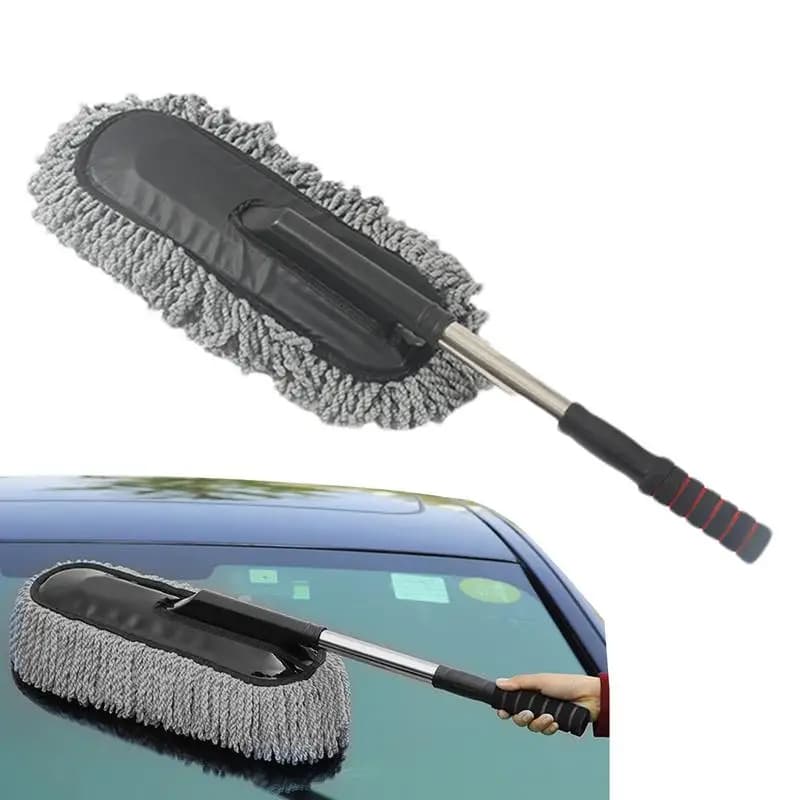 Mop per lavaggio auto Manico telescopico Spazzola per rimozione polvere Spazzola per cera Spazzola per pulizia spolverino per auto in microfibra Spazzole per spolverino morbide per pulizia automatica