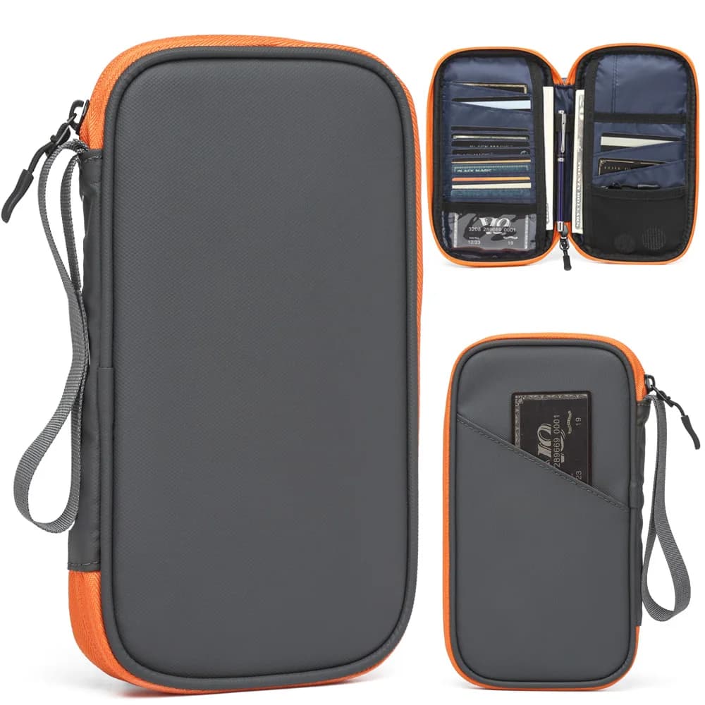 Borsa per documenti portatile multifunzionale per passaporto Borsa porta carte di archiviazione per famiglia antifurto Comodo organizer da trasporto