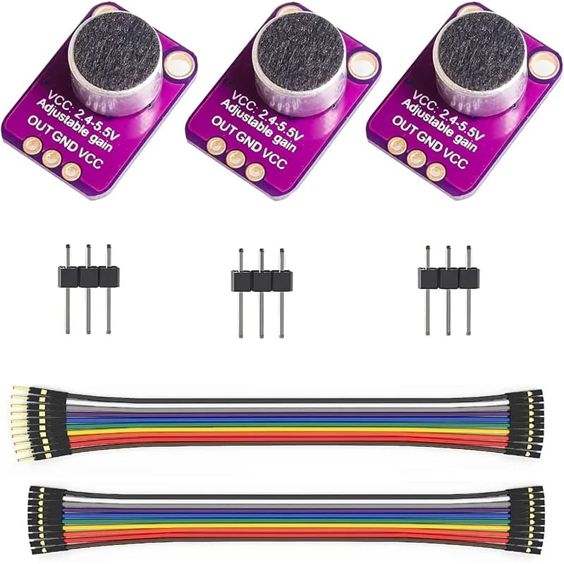 MAX4466 3 Piece Electric Microphone Sensor Compatible with Arduino Raspberry Pi ESP32 Audio Sensor Amplifier