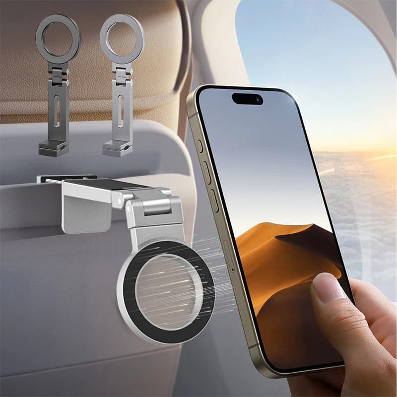 Supporto magnetico universale per telefono per aereo, 360 ° Bastone selfie rotante, supporto da scrivania pieghevole per i viaggi