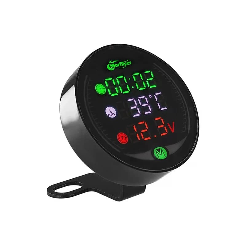 Voltmetro multifunzione per visione notturna a LED per moto 5 in 1 impermeabile 9-24V per caricatore USB per temperatura timer Volatge