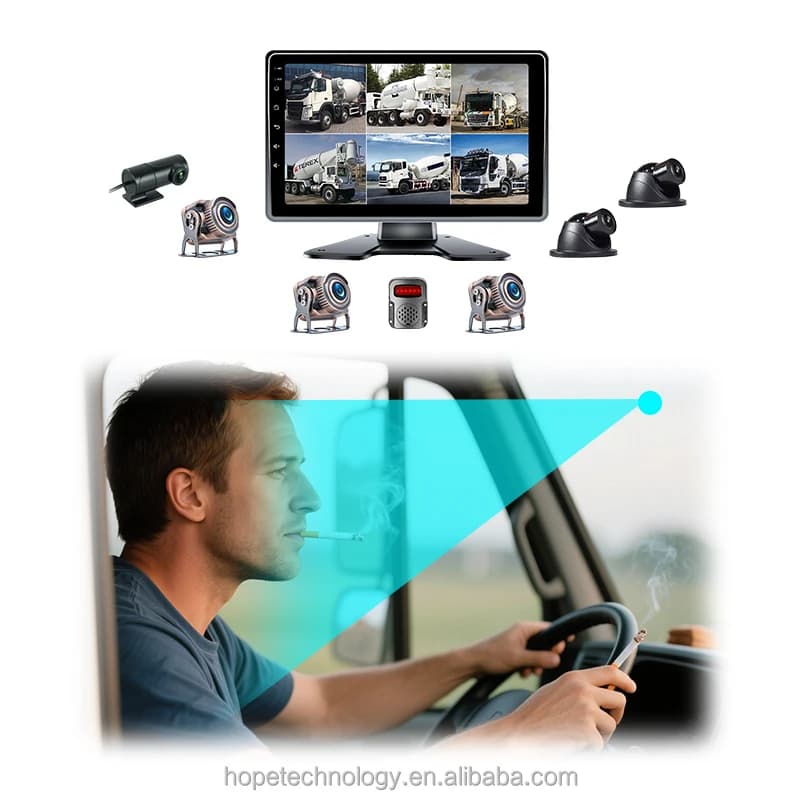 hit product10.1 Inch IPS 6-Channel LCD Touch Screen Dash Cam Truck BSD ADAS with 1080P AHD AI Voice Alarm Waterproof & Night Vis