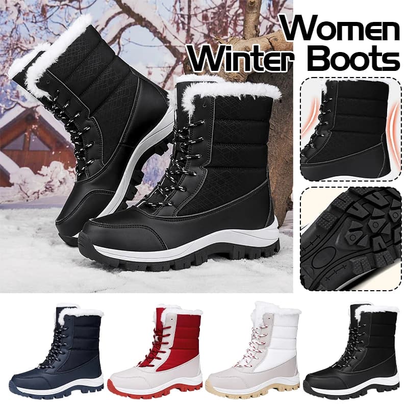 Stivali da uomo Stivali con tacco impermeabili per l'inverno 2025 Stivaletti con plateau da donna Tenere al caldo scarpe da neve Stivaletti corti da esterno in peluche