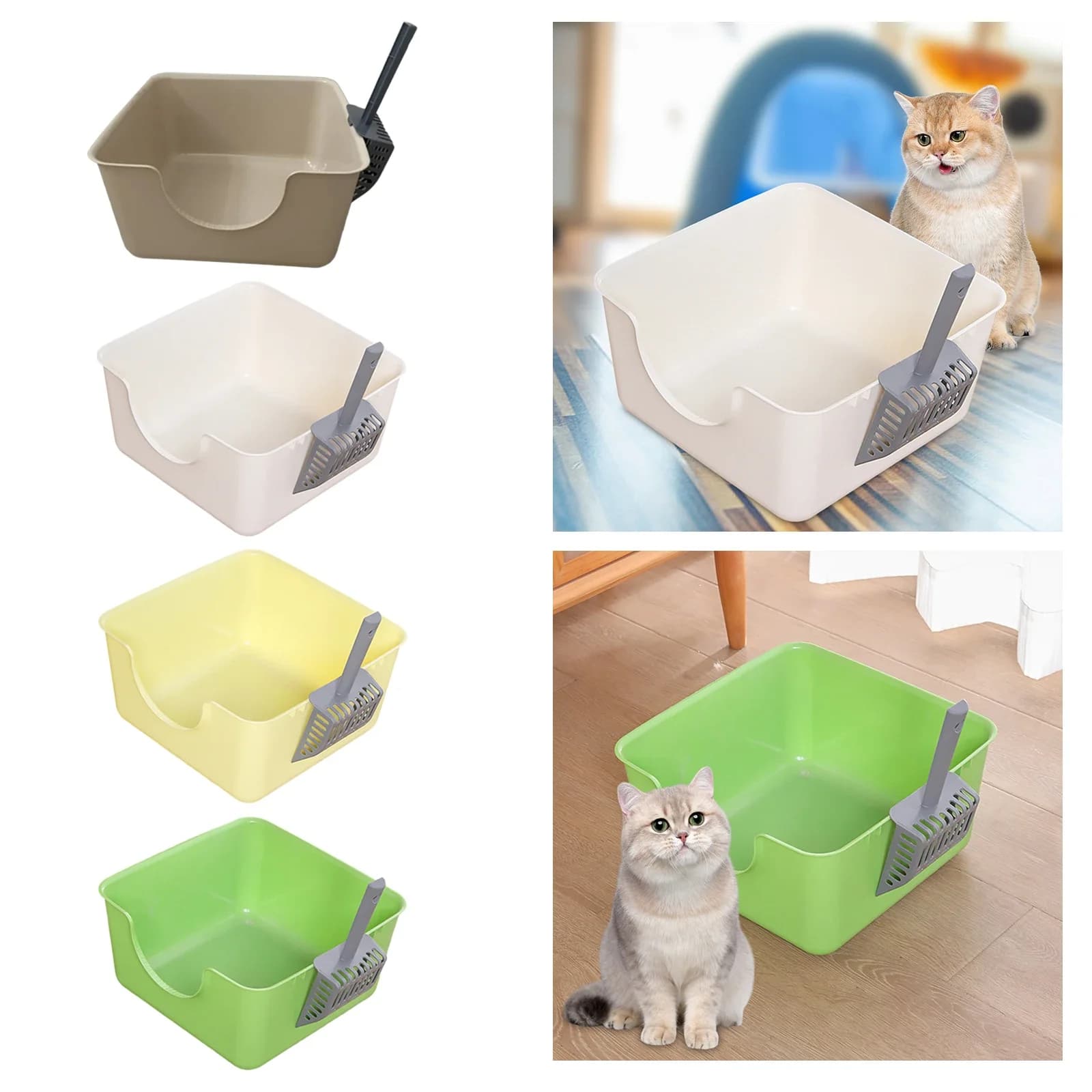 Vassoio per lettiera per animali domestici aperto vassoio per lettiera per gatti antispruzzo con lettiera per gatti con lato alto per gattini piccoli e medi