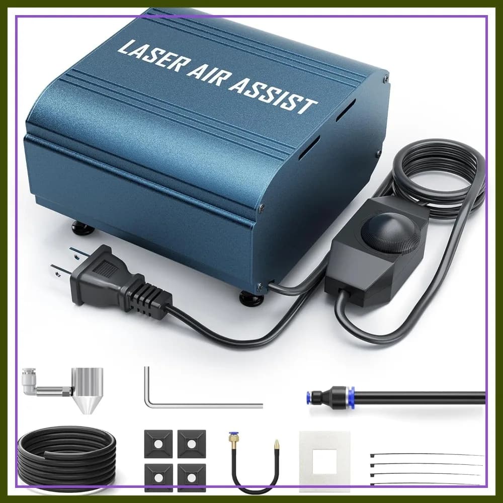 Pompa ad aria compressa da 30L/min per incisori laser, flusso d'aria regolabile, rimuove fumo e polvere, protegge le lenti, riduce il calore