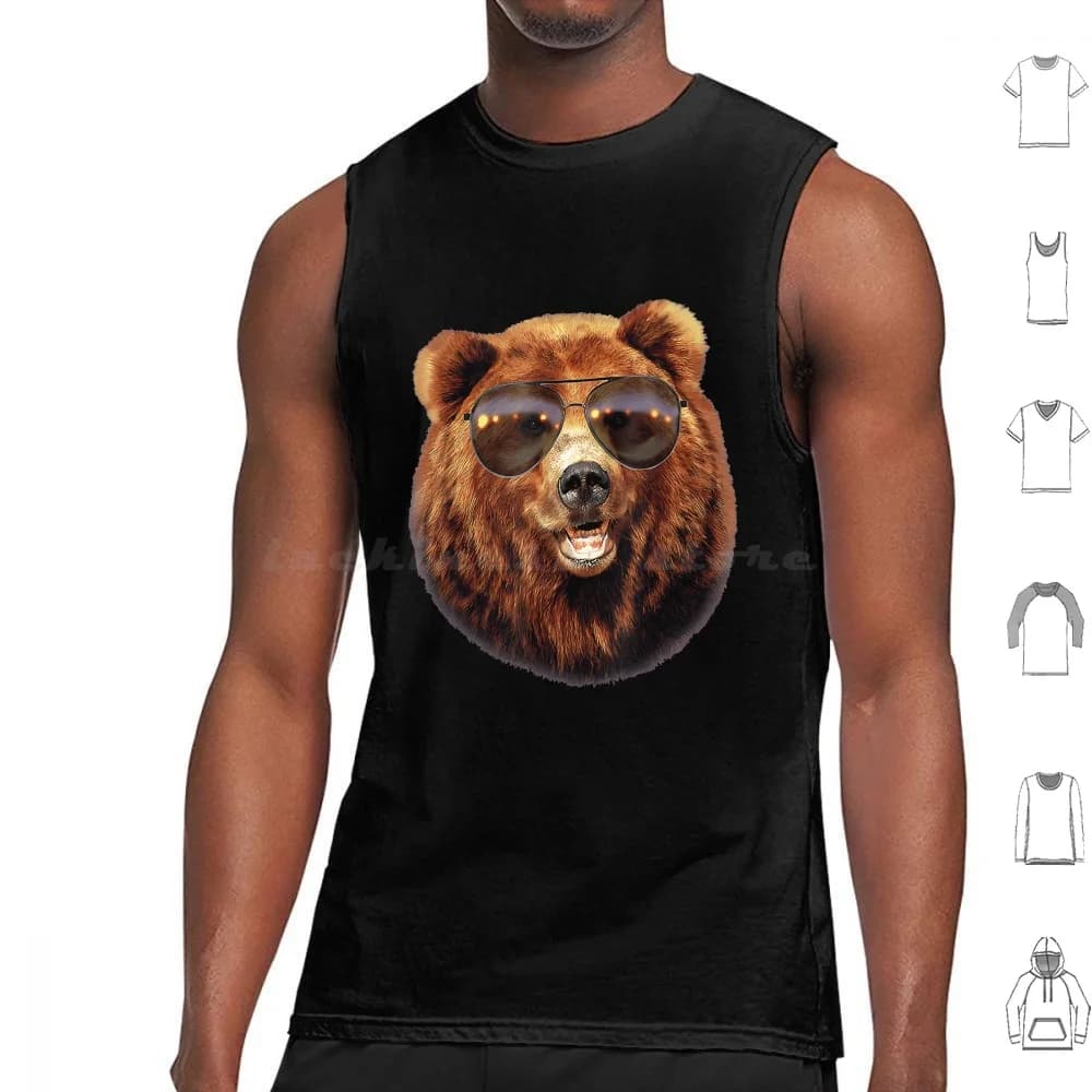 Swag Grizzly Bear In Aviator Occhiali da sole 745 Canotte Canottiere Senza maniche Colorate Simpatiche Fiori Animali Arcobaleno Vita Bella