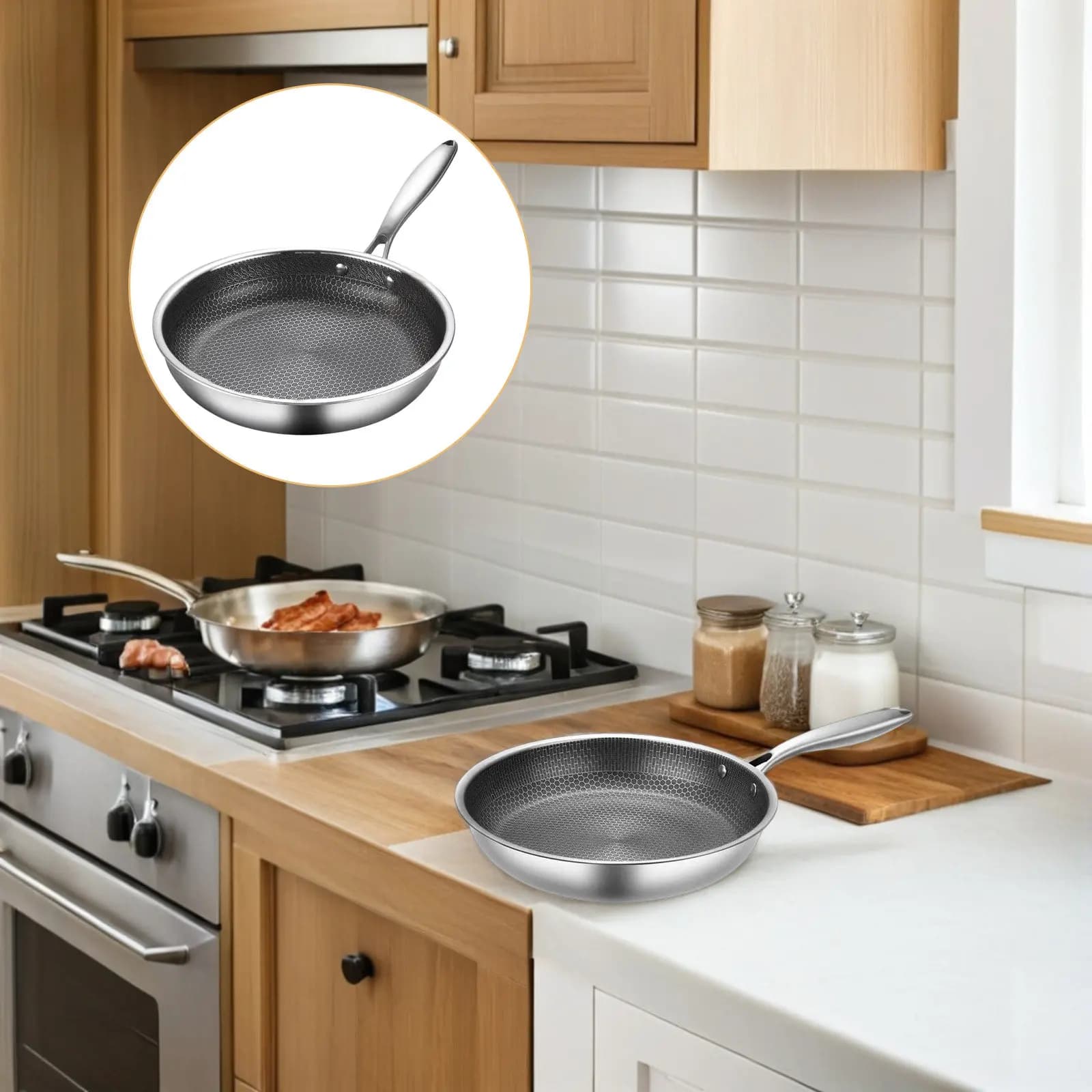 Stainless Steel Nide Plate, Quick Heating, Graffi Resistant, Compatible with Induction, Eggs and Wigs