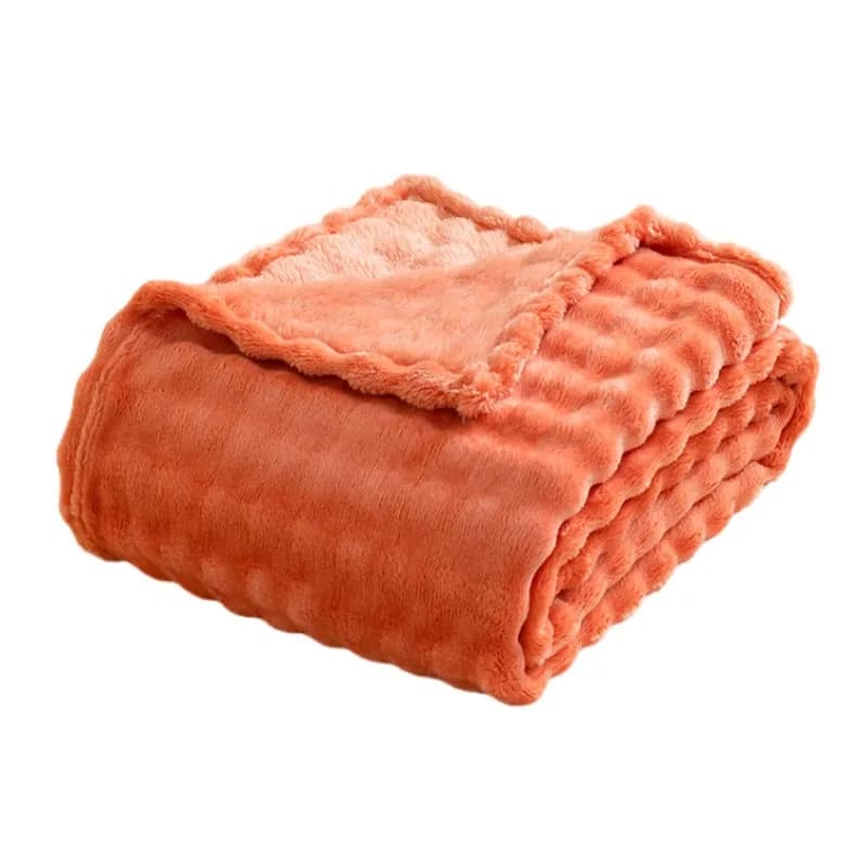 3D Bubble Orange Plush Blanket Soft Warm Cozy Textured Flannel Fleece Couch Throw Gift Plaid - Comfortable Summer Blankets