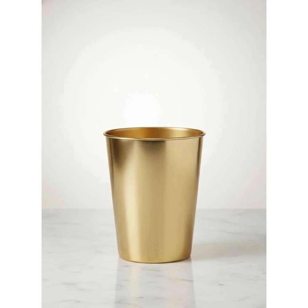 Cestino della spazzatura in metallo artigianale in oro spazzolato per la camera da letto dell'home office, cestino della spazzatura decorativo durevole per il bagno moderno