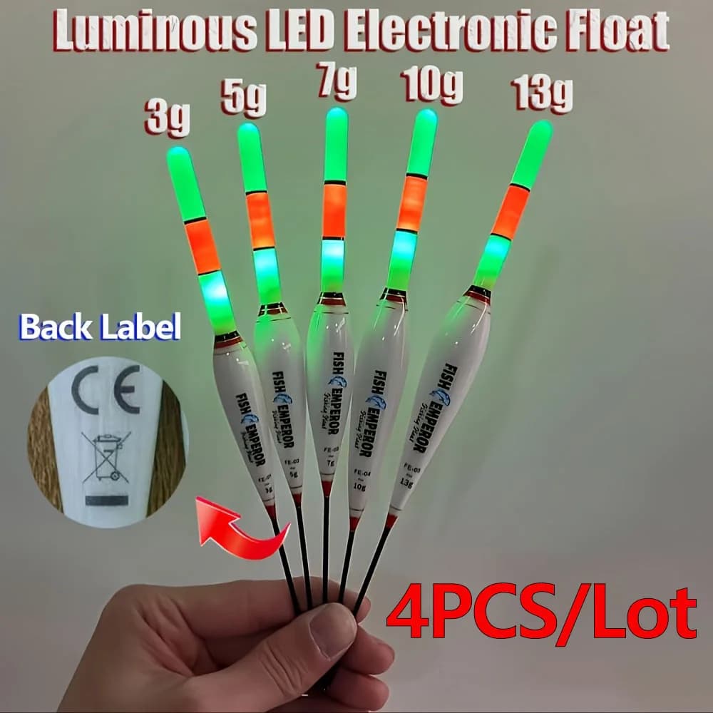 Bite Float 4 Pcs summer luminous fishing gear, European carp fishing float, night fishing electronic float, rock fishing float