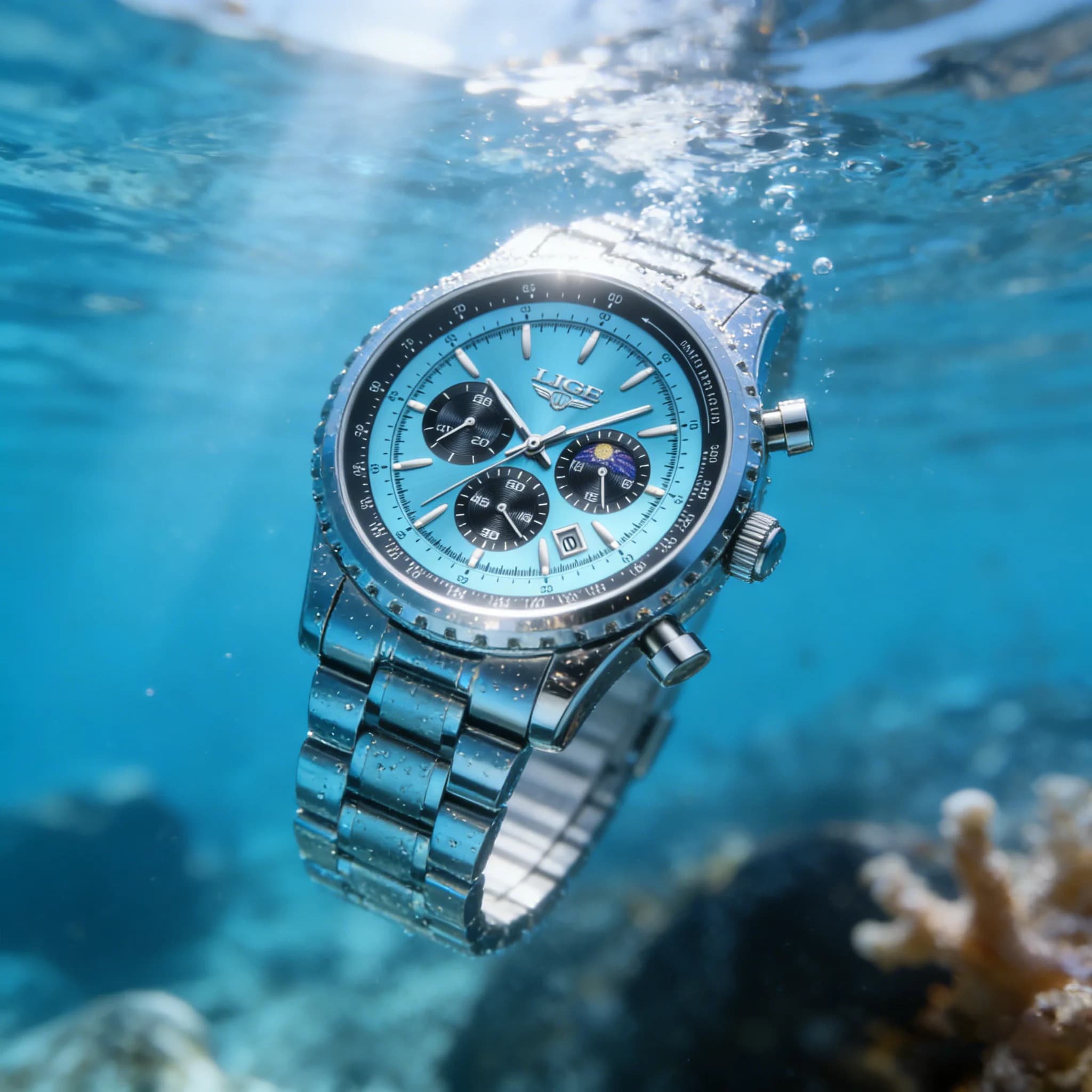 LIGE Top Brand Men's Watches Luxury Men Wrist Watch Full Steel Quartz Watch Sports Waterproof Male Clock Big Relogio Masculino