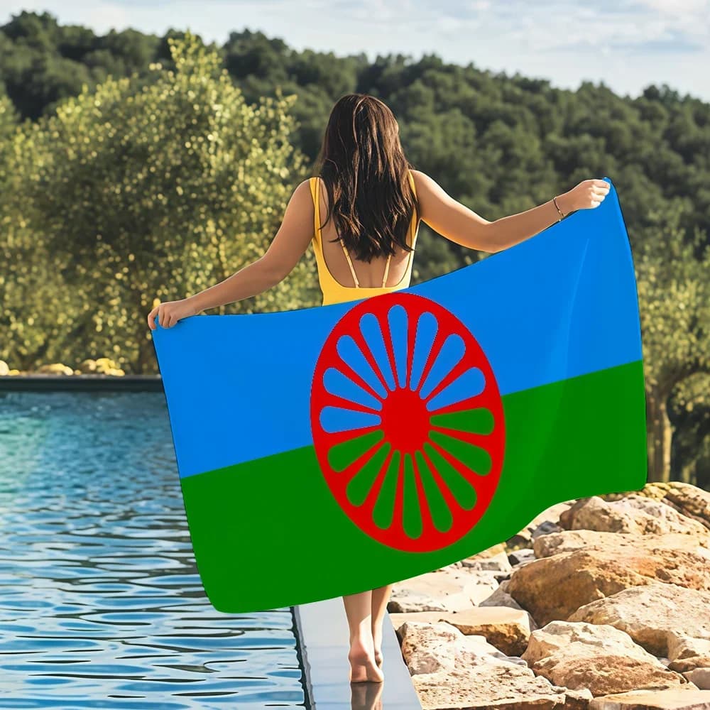 Asciugamano con bandiera Gypsy, leggero e portatile, per yoga, palestra, nuoto, spiaggia, viaggi, accessori sportivi, resistente alla sabbia