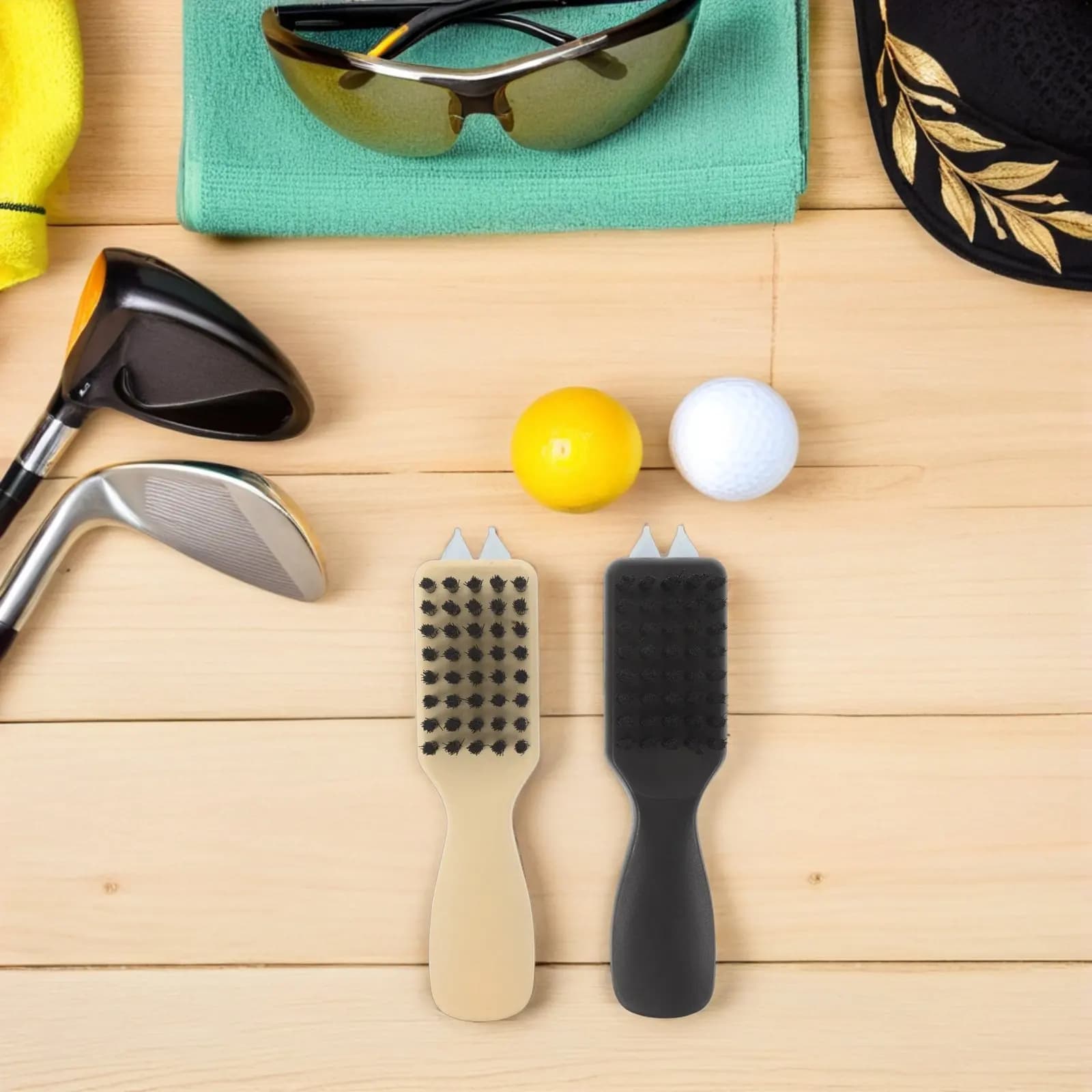 Set di 2 Spazzole Professionali per Pulizia Golf, Detergente Portatile a Doppia Faccia per Scarpe e Mazze, Rimuovi Fango e Sporco, Strumento per Pulire le Scanalature