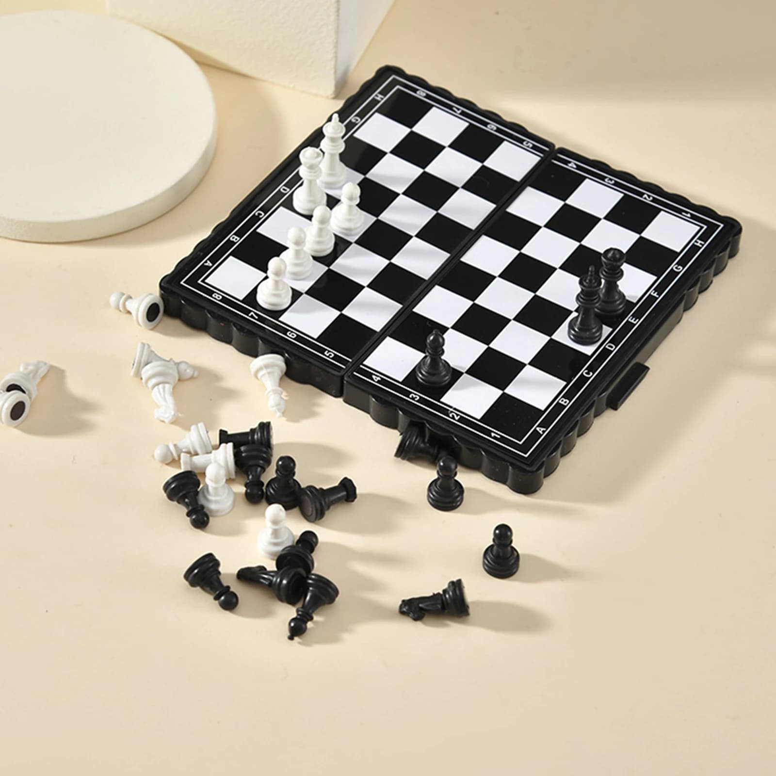 Folding Chessboard Board Game Reusable Magnetic Chessboard Set Foldable International Chess Games for Party Family Activities
