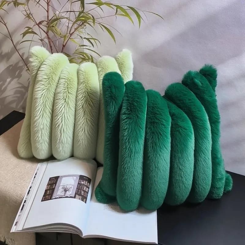 Fodere per cuscini decorativi a righe ispessite Federa morbida in peluche Fodere per cuscini in pelliccia di coniglio finta Divano Divano letto Soggiorno