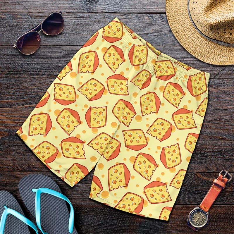 Summer New Fashion Anime Shorts Beach Shorts Drawstring Elastic Waist Cheese 3D Print Graphic Funny Breathable Soft Shorts Daily