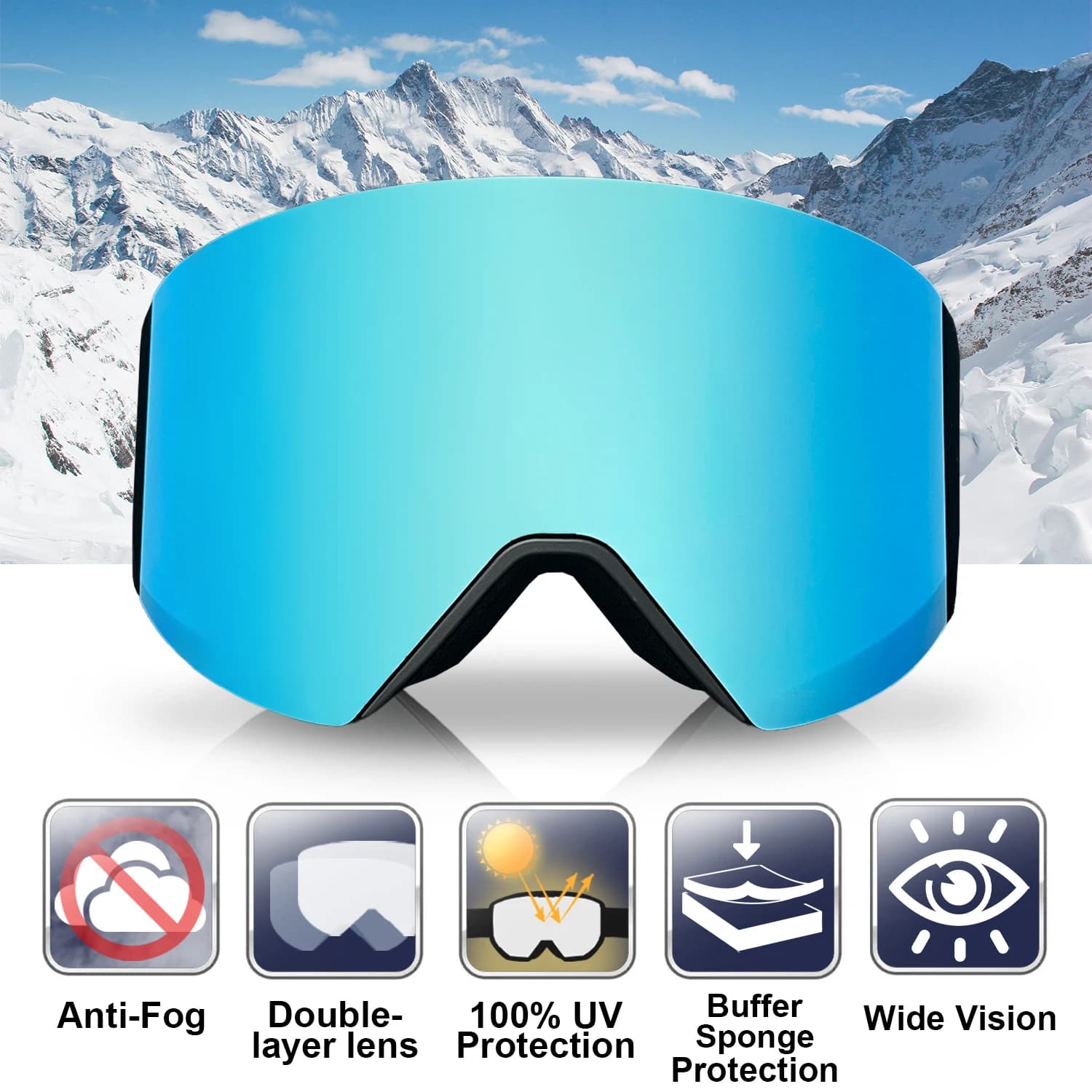 Nuovi occhiali da sci fotocromatici invernali per esterni Occhiali da sci magnetici antiappannamento Sport Sci Snowboard Uomo Donna UV400 Neve