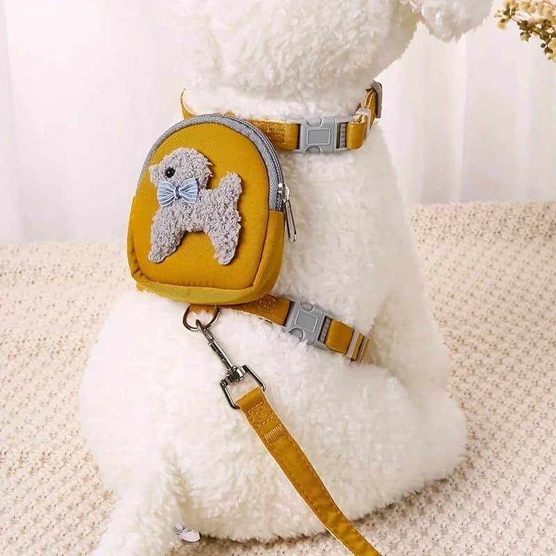 Gilet morbido regolabile per animali domestici con zaino e guinzaglio per cani di piccola e media taglia: perfetto per avventure all'aria aperta e trasportare dolcetti