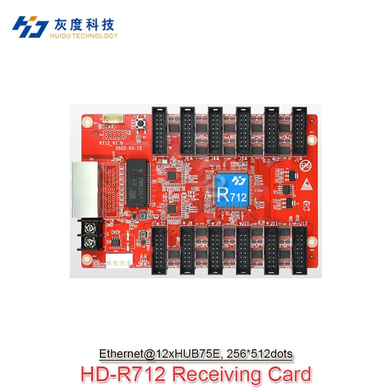 Huidu HD-R712 Display a LED a colori HUB75E * 12 Scheda di ricezione Funziona con controller HD-C16L A3L A4L A5L A6L VP210 VP410