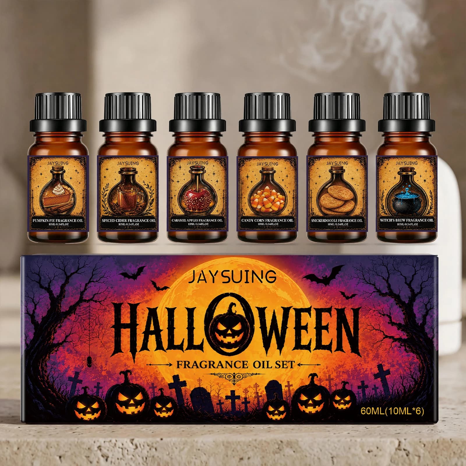 Halloween Fragrance Oil Set for Diffuser Candle Soap Making Party Home Decor Fall Autumn Scent Gift Pumpkin Pie Spiced Cider
