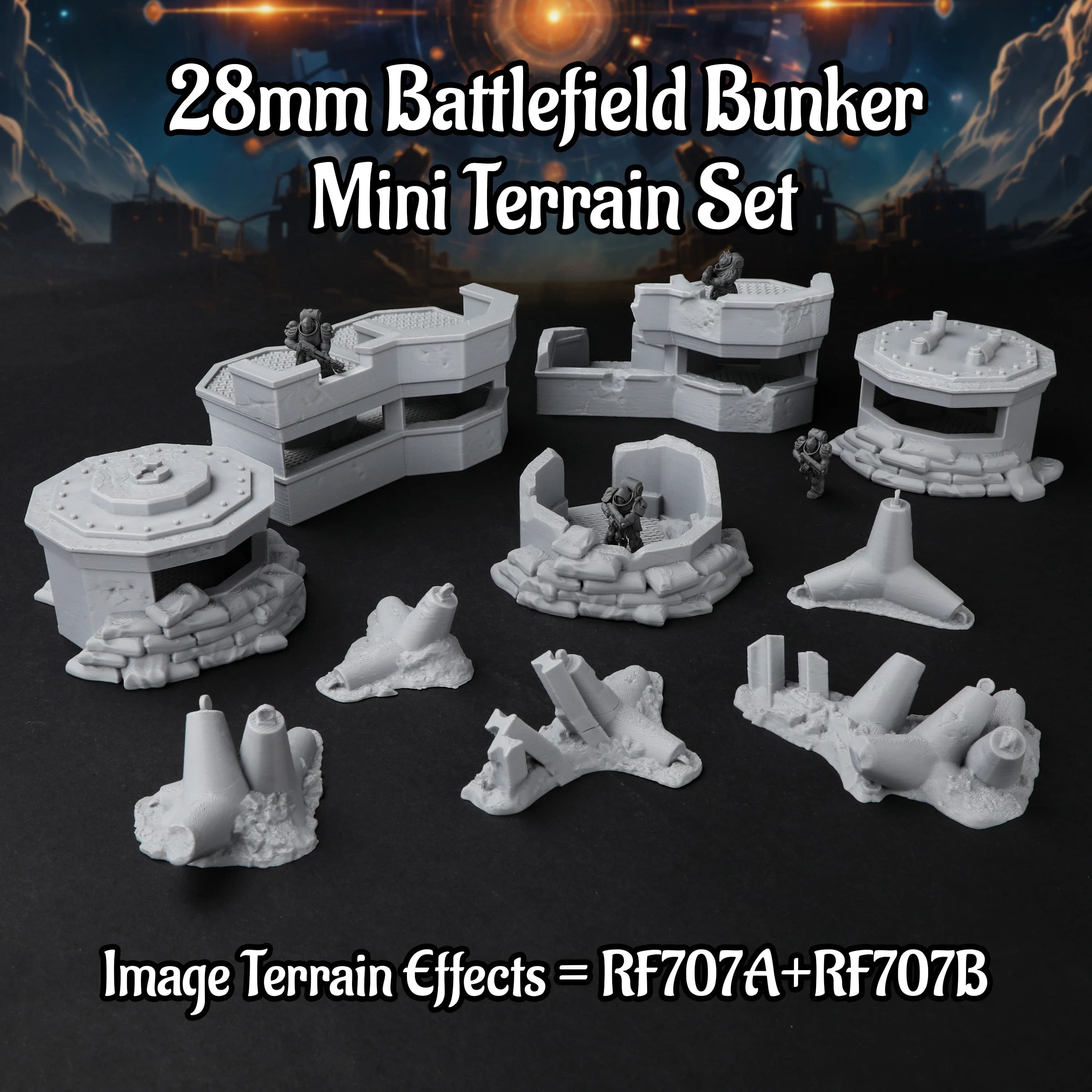 Set di Terreni Modulari Sci-Fi per Bunker da Campo di Battaglia, per Giochi di Ruolo, Miniature e Modellini, Collezionabili e Regali per Giochi di Strategia