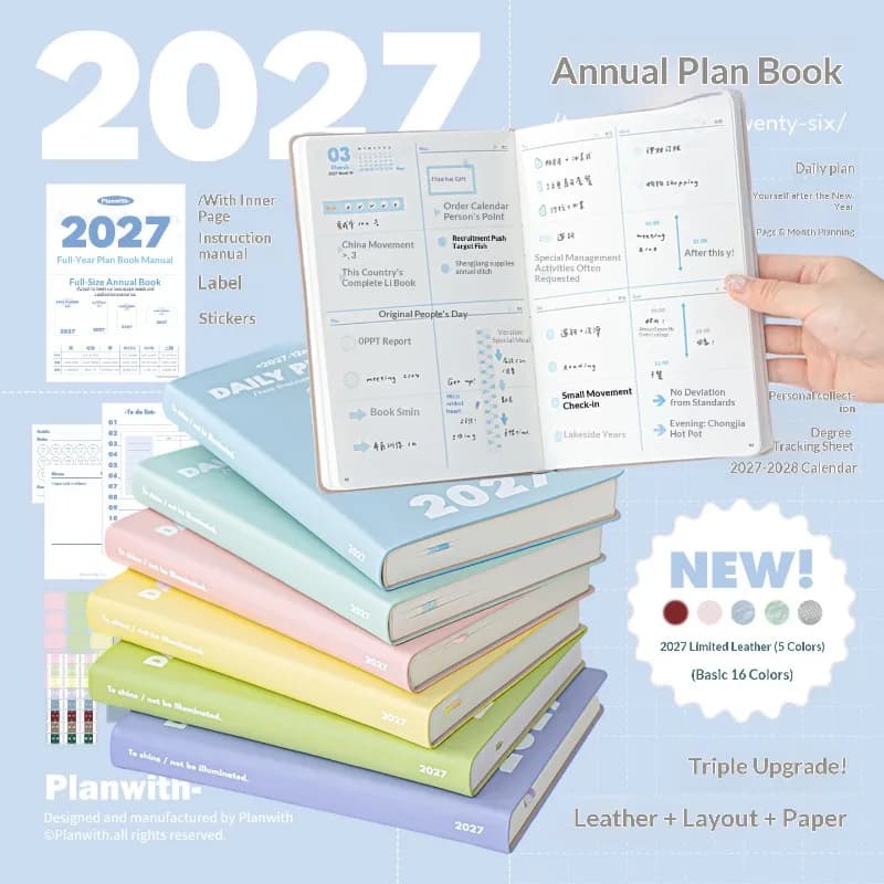 Planwith 2027 Planner A5 Full Year Weekly Schedule Book With Habit Tracker&Time Management,Aesthetic Notebook Journal,Ins Diary