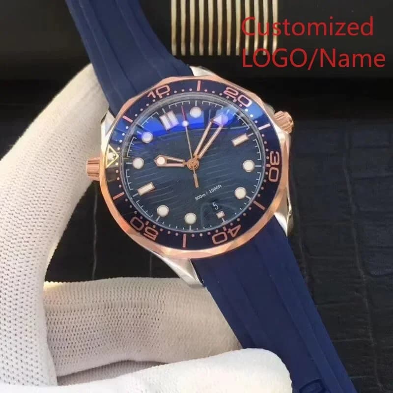 Orologio Automatico Maschile A191, Orologi Meccanici da Uomo, Blu e Nero, Ceramica, Bracciale in Acciaio Inossidabile Personalizzato