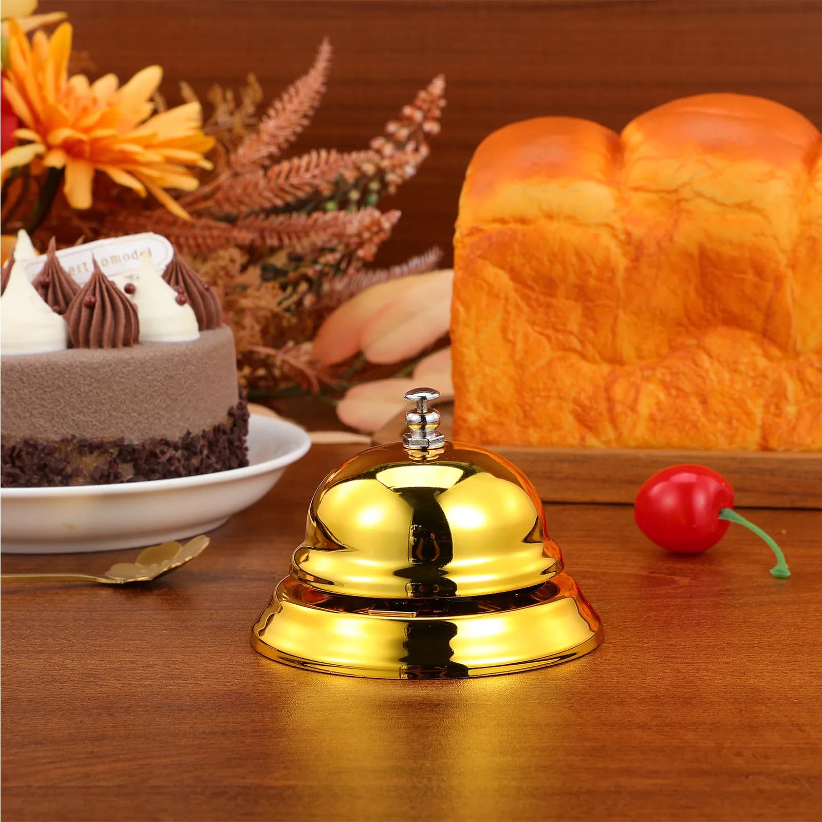 Campanello di Servizio Vintage in Lega per Ristoranti e Hotel, 8,5x8,5x5,5cm, Classico Campanello da Tavolo per Chiamate Clienti