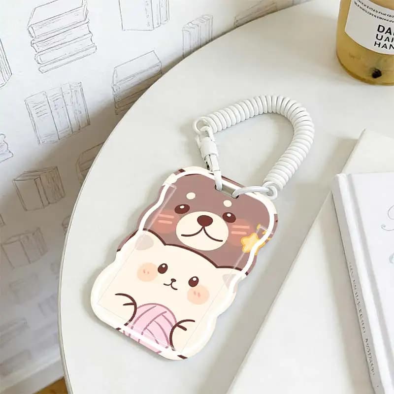 Card Sleeve for Stretchable Spring Cord Photo Protector Student Bus/Meal Card Protection Case Kpop Photocard Holder
