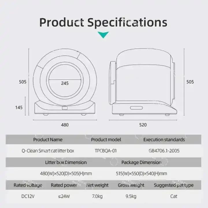 Nuova Lettiera Automatica Autopulente per Gatti 65L 2024 con Controllo APP, Rimovibile, Tonepie Q-clean, OEM ODM, Toilette Intelligente per Gatti, Prodotti per Gatti