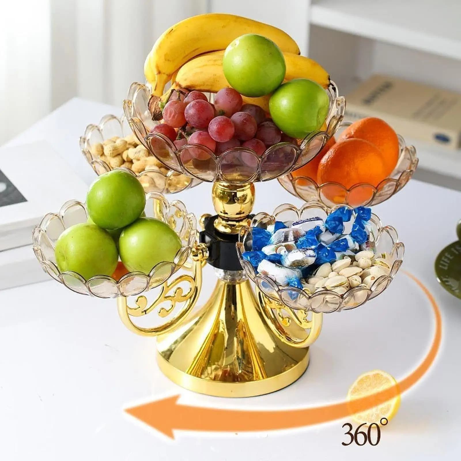 Vassoio rotante per snack, piatto organizer per frutta secca, per dadi da tavolo da ufficio