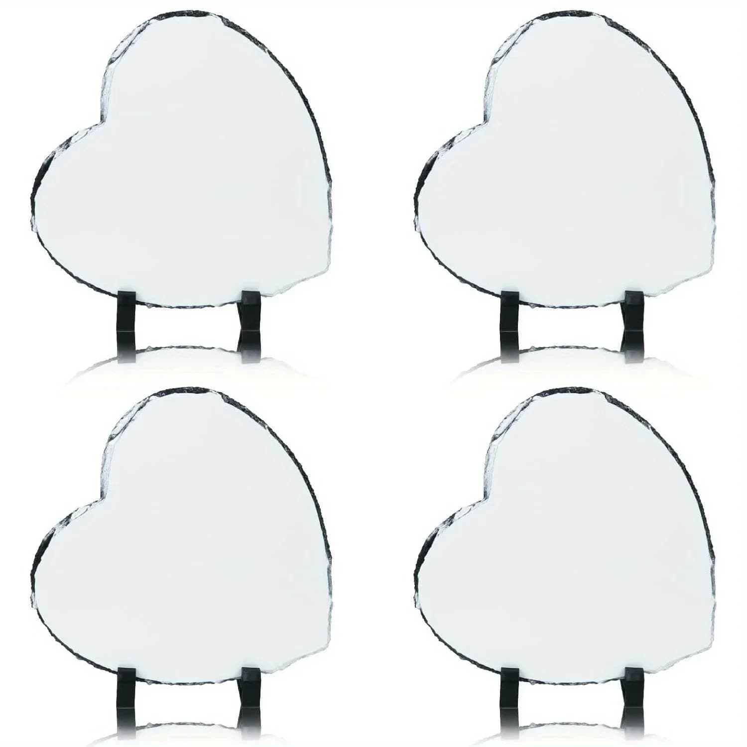 1PC Heart-Shaped Sublimation Slate Blanks with Stands – Custom Photo Rock Frame for Heat Transfer, DIY Gifts & Memorial Displays