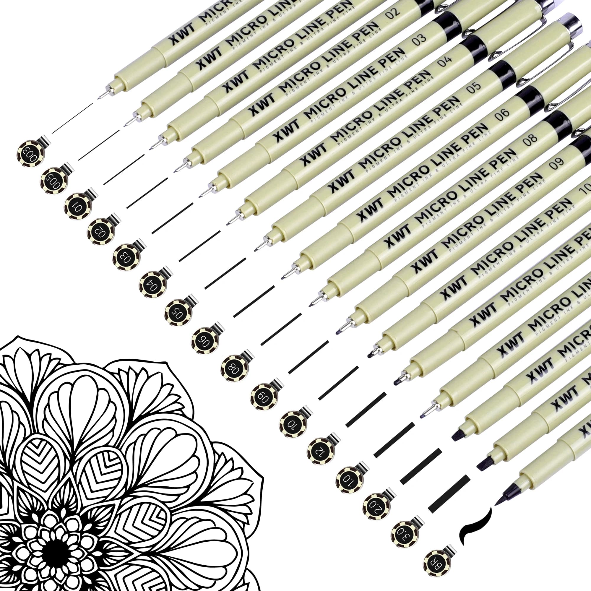 Nero Micro Penna Fine 13/16 Pz Pigmento Impermeabile Liner Micron Pennarello Set Schizzo Gancio Linea Penna Ad Ago Arte Manga Penna di Contorno