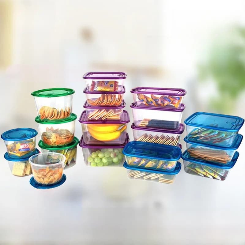 Set di 3 Contenitori in Plastica Le Duo per Alimenti, Adatti per Microonde e Congelatore, Scatole per Conservazione in Frigorifero