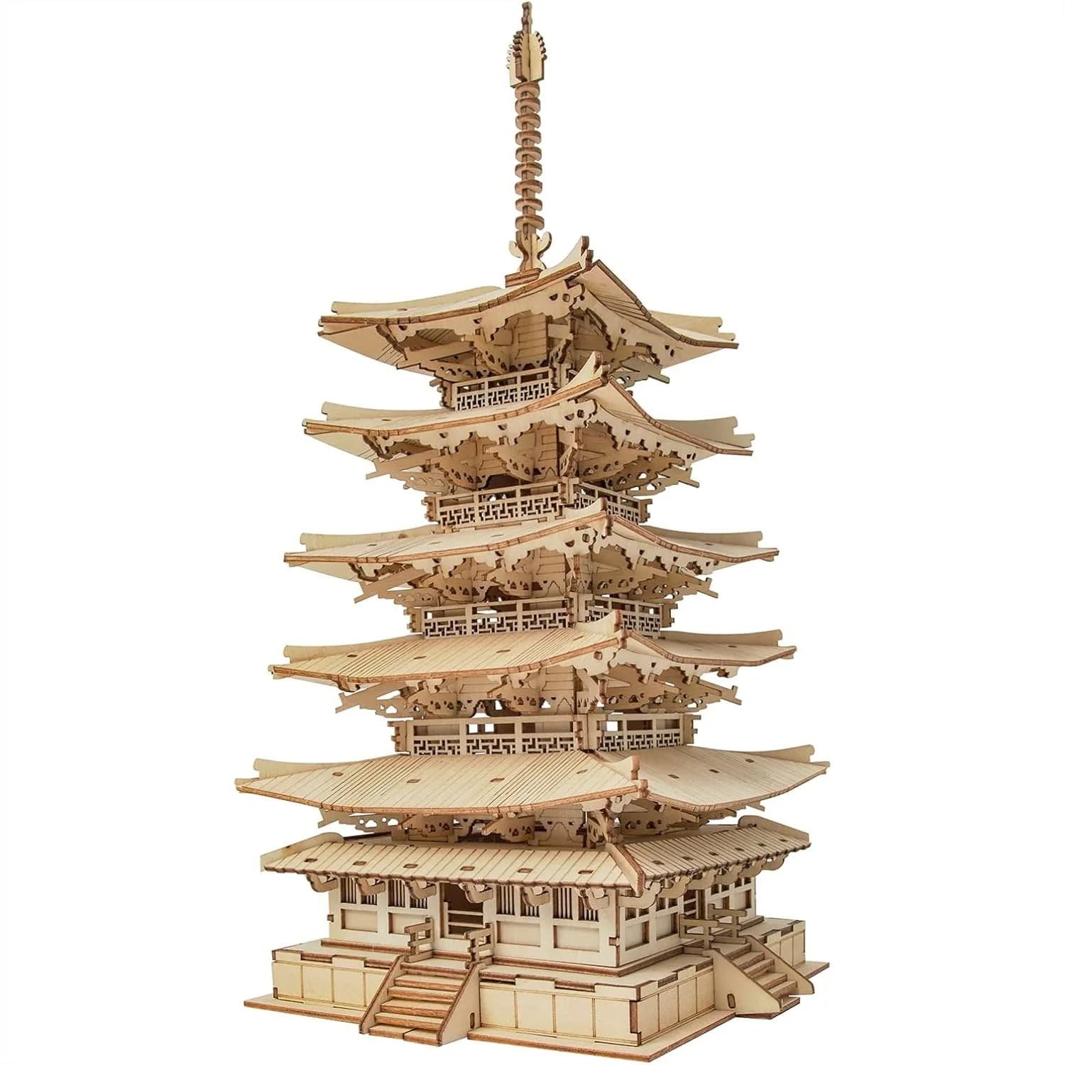 Kit di Puzzle 3D in Legno per Adulti, Set di Costruzione Fai-da-Te Pagoda a Cinque Piani, Giocattolo Educativo Regalo