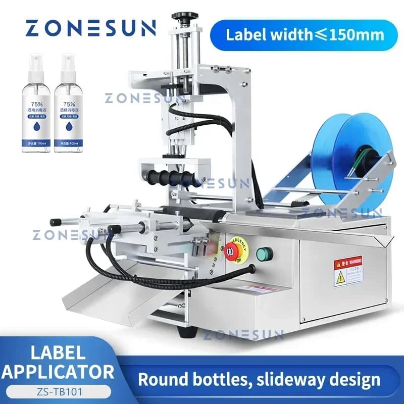 ZONESUN ZS-TB101 table labeling machine for round bottles of water, drinks and cosmetic products