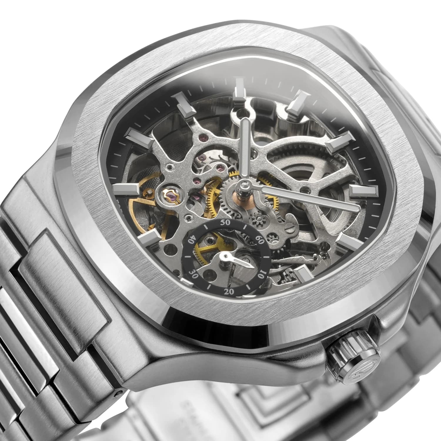 Orologio Automatico Scheletrato Forsining alla Moda per Uomo, con Piccoli Quadranti, Lancette Luminose, Cinturino in Acciaio Inossidabile, Orologio da Uomo Business Casual