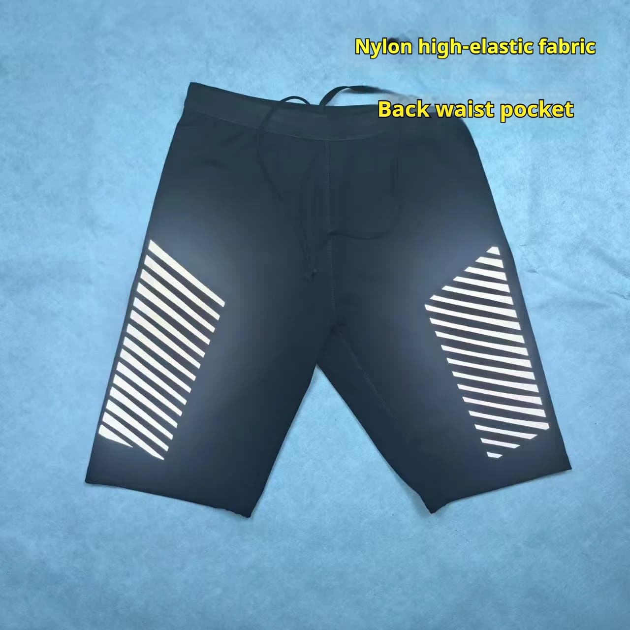 Men Reflective Quick Dry Sports Shorts Slim Fit Stretch Breathable Marathon Running Training Track Fitness Jogging Short Pants