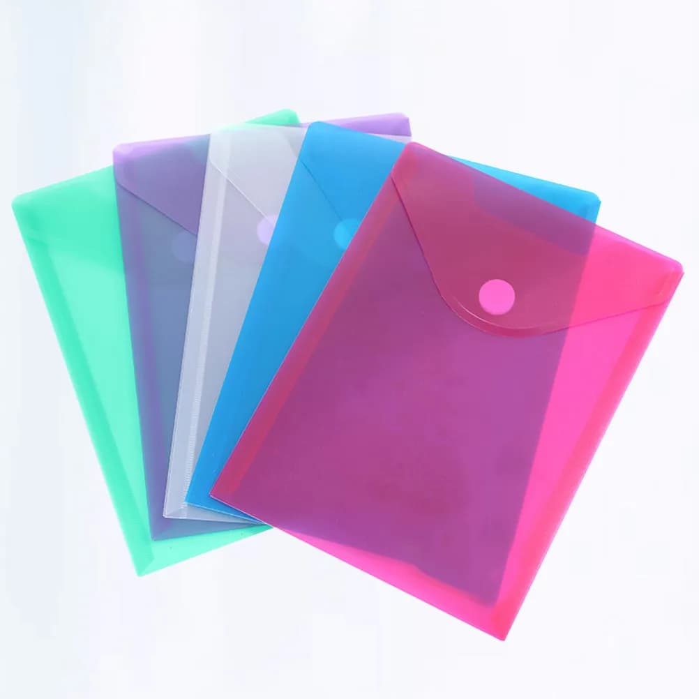 10 cartelle trasparenti per documenti A4, in plastica PP, con design a fibbia, leggere e impermeabili, per documenti, memorandini, fogli di test